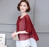New T-shirt, Bat short-sleeved, large-sized, loose-fitting, round-neck, body-hugging two-piece chiffon sweater for women Application Scenario